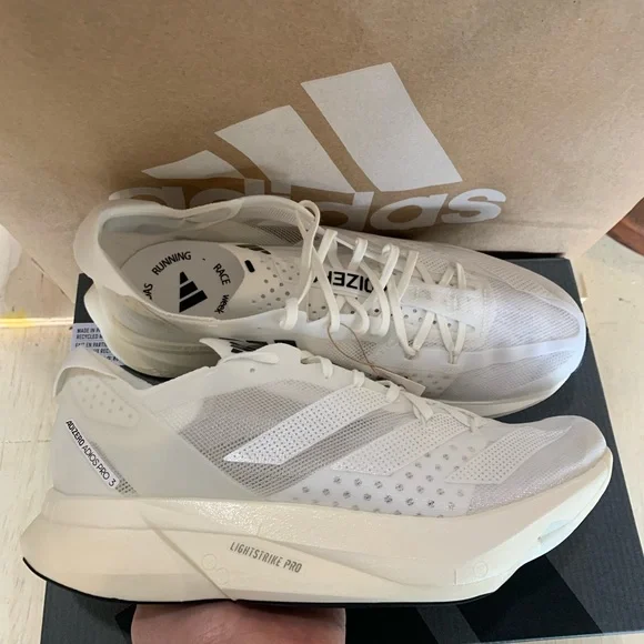 adidas Adizero Adios Pro 3 Triple White - Picture 9 of 11